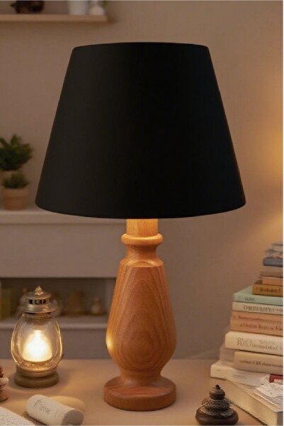571 Store Magnolia Table Lampshade Wooden Body Fabric Headboard Decorative Table Lamp Night Light