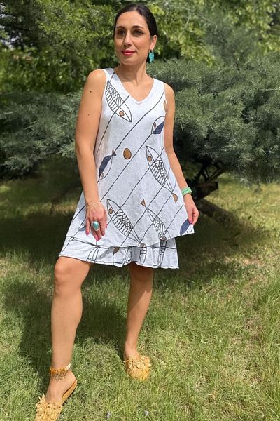 AGORATEKSTİL Women's Italian Patterned Lined Dress