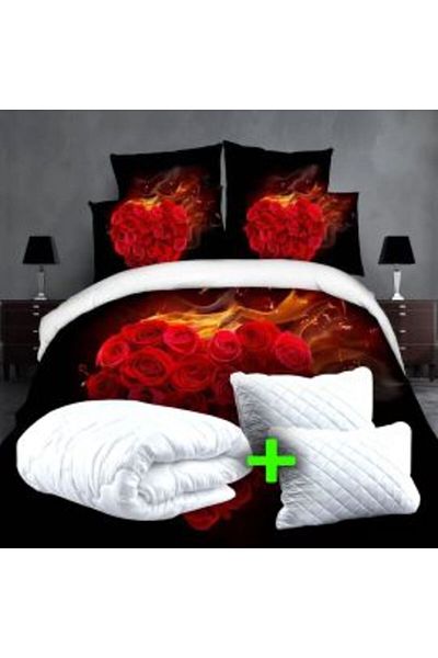 Ralex Economic Package Double Bed Linen Digital Print 3D + 2 Quilted Pillows 50 x 70 cm + Quilt 200 x 215