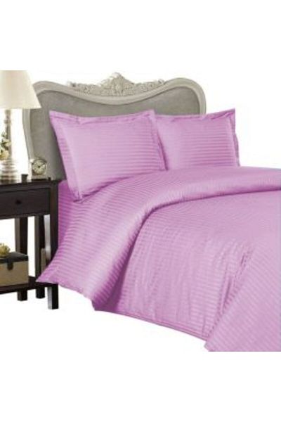 HomePuls Double Bed Linen Damask Polycotton Stripe 1 cm, 4 pieces, bed sheet 220 x 230 cm, duvet cover 180 x