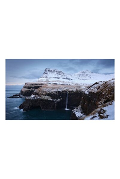 OEM Tablou Canvas, Cascada in peisajul inghetat de munte