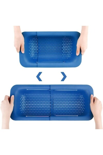 Primlife Sink Strainer Basket, Plastic, Telescopic, 36x20x5 cm, Blue