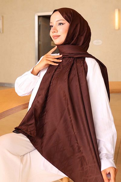 benguen Patterned Jacquard Shawl Brown İpk108