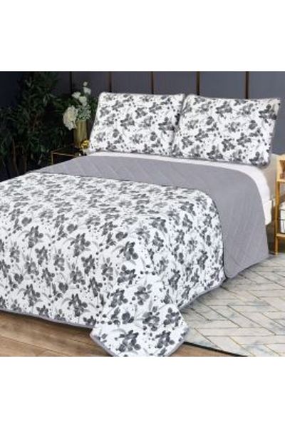 Ralex Quilted bedspread with printed design 230 x 250 cm with 2 pillowcases 50 x 70 cm, Moderna Grey