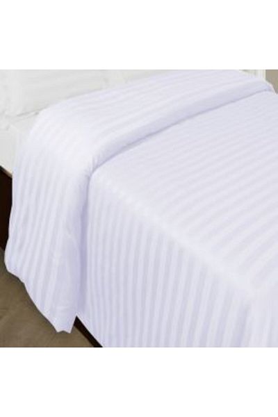 HomePuls Duvet cover 2 people Damask Polycotton stripe 1 cm, 180 x 220 cm, White