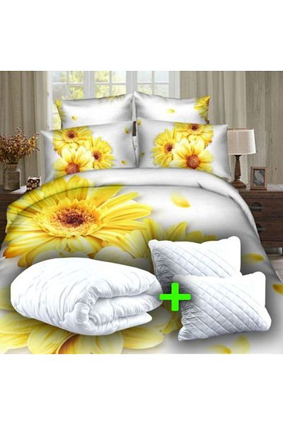Ralex Economic Package Double Bed Linen Digital Print 3D + 2 Quilted Pillows 50 x 70 cm + Duvet 200 x 215