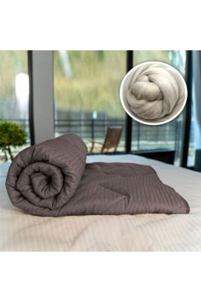 Ralex Quilted Wool Winter Blanket with Damask Cotton Cover 140x210 cm, Brown
