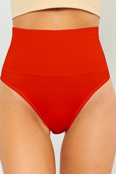 MİSTİRİK Mabet Model High Waist Comfortable Panties Corset Red Color011