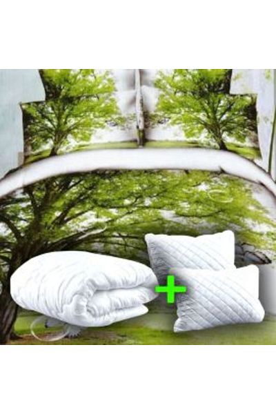 Ralex Economic Bedding Set Double Bed Digital Print 3D + 2 Quilted Pillows 50x70 cm + Quilt 200x215 cm Spr