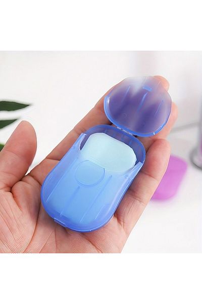 Flippy Mini cutie de săpun din hârtie, rabatabilă, de unică folosință, portabilă, potrivită pentru călătorii, 20 buc, albastră