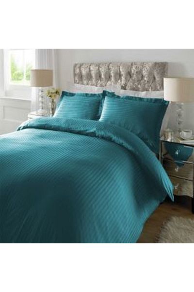 HomePuls Set de lenjerie de pat dublu King Size din damasc, din policombou, turcoaz