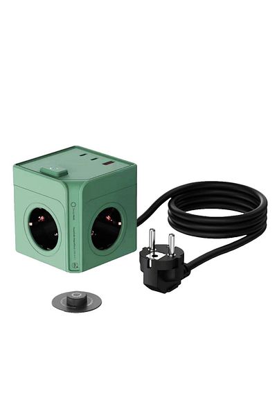 Allocacoc Extensie cub, MagnetDock de la Allocacoc, 3xUSB, 4 prize, salvie