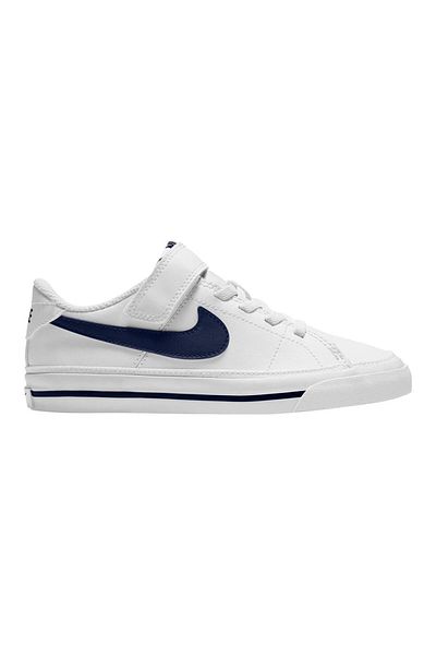 Nike Court Legacy Elastic Lace Shoes - White & Navy Blue