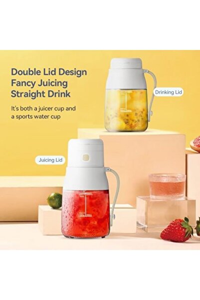 Generic خلاط عصير فواكه محمول بسعة 1 لتر - USB قابل لإعادة الشحن من النوع C، نظام 10 شفرات، مناسب للسفر