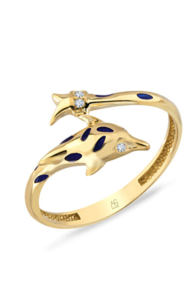 Aslı Gold Mineli Altın Yunus Yüzük (YZK0452)