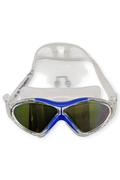 Budi Mirrored Swimming Surfing Goggles with Headphones Gift White/Blue - 8170-m