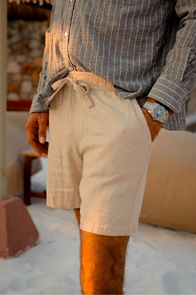 no7man Ibiza Beige Linen Shorts