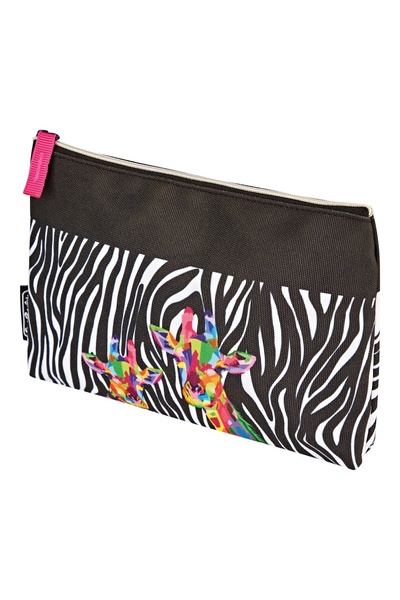 Herlitz Penar plat Etui, Culoare Multicolor, Dimensiuni 22x15x2.5 cm, Material Textil, Motiv Wild Neon