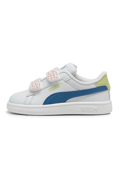 Puma Smash 3.0 Velcro Closure Shoes - Silver Mist/Blue Horizon/White