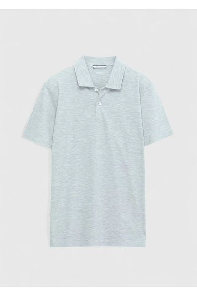 Ramsey Light Gray Polo Neck 100% Cotton T-Shirt