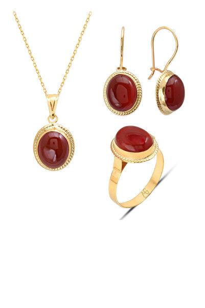 Aslı Gold Akik Taşlı Altın Takım