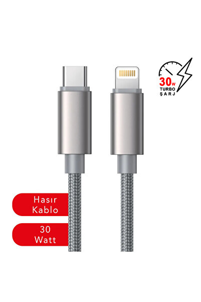 MTL 30W PD Type-C to iPhone Lightning Örgülü Hızlı Şarj ve Data Kablosu 1 Met...