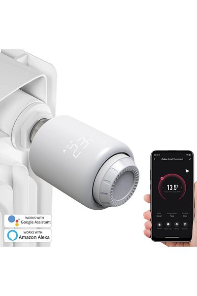 BeOk Termostat inteligent pentru radiator, Zigbee, programabil, control vocal Google Assistant, Alexa