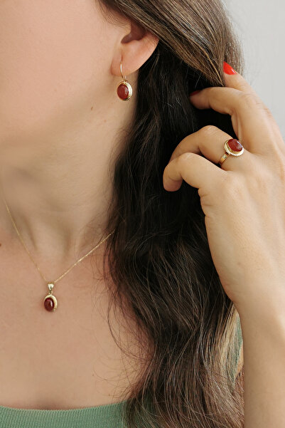 Aslı Gold Akik Taşlı Altın Takım