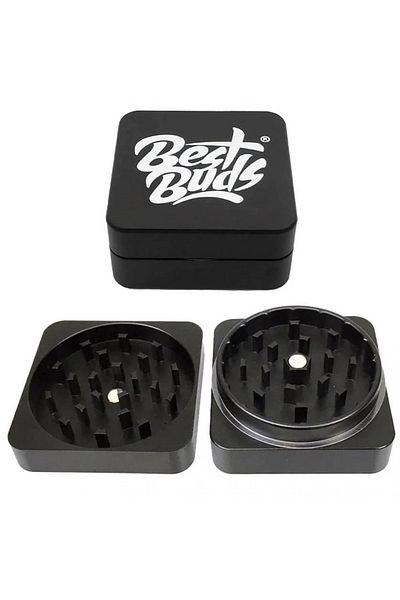 Best Buds Grinder Best Buds Flat Patrat Onyx Aluminum Premium Black 2 Parts Ø50mm