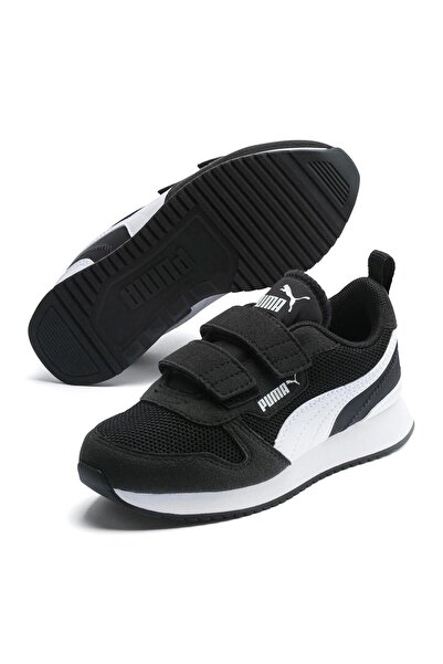 Puma R78 V Hook-and-Loop Strap Closure Sneakers - Black & White
