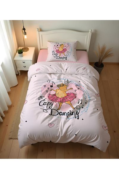 Evmila Double Sided Capybara Patterned - Printed Single Duvet Cover Set