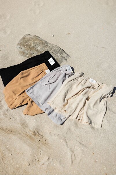 no7man Ibiza Black Linen Shorts