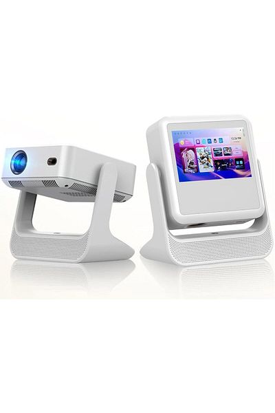 SUKILO Smart Touch Projector, FHD 1080p, Auto Focus, 10W Stereo Speaker, Android OS, Dual WiFi, Blue