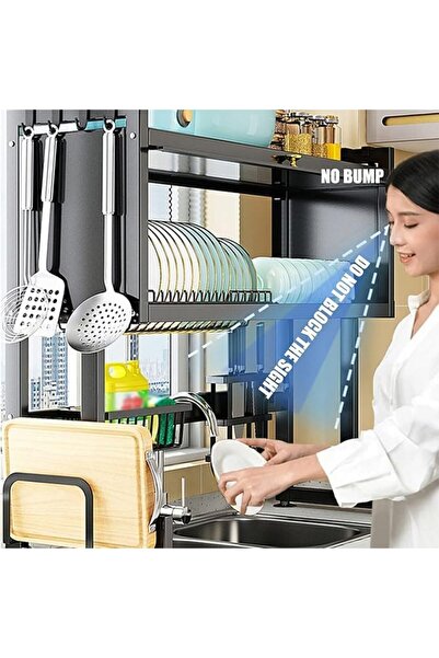 Generic Over Sink Dish Drying Rack by SOKILO – 85 cm Stainless Steel Dish Organizer with Cutting Board Hol