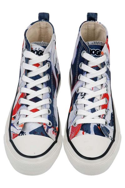 Dogo Women's Vegan Navy Blue High Sneakers - Swan and Raven Design