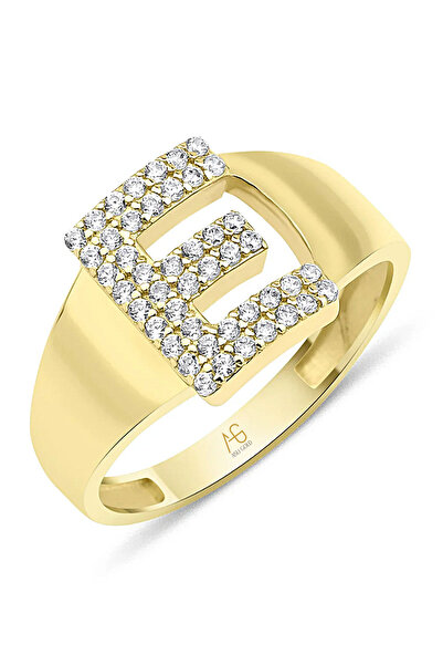Aslı Gold Altın Taşlı E Harfi Yüzük (YZK1083)