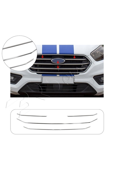 BRSPLAST Ford Custom Uyumlu 2018-2024 Krom Ön Panjur 4 Parça Paslanmaz Çelik