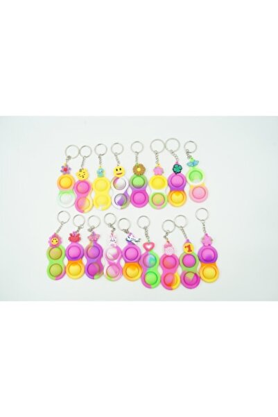 FEN Jucărie senzorială antistres, gropiță simplă, breloc cu 2 puncte, multicolor