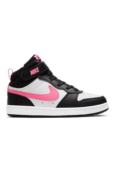 Nike Court Borough Mid 2 Elastic Lace Shoes - Black/Sunset Pulse/White