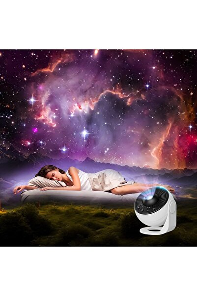 Generic 12-in-1 Galaxy Star Projector Night Light, LED Space Planetarium with Timer, White