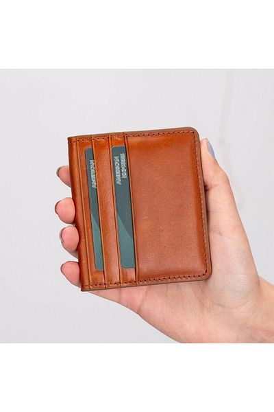 Enseb Robin Leather Card Holder Wallet Rst2 Tan