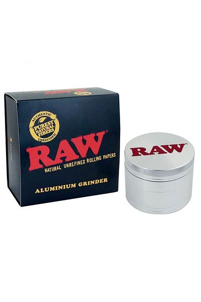 RAW Râșniță originală din aluminiu, argintie, 4 piese Ø56mm + cutie cadou