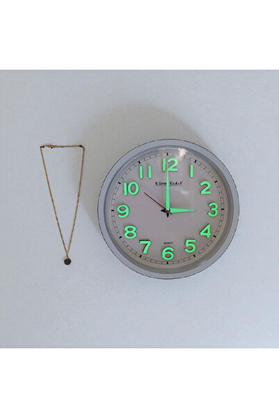 Time Gold Phosphorescent Wall Clock Diameter 22 cm Gold Color with Pendant Gift