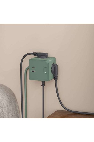 Allocacoc Extensie cub, MagnetDock de la Allocacoc, 3xUSB, 4 prize, salvie