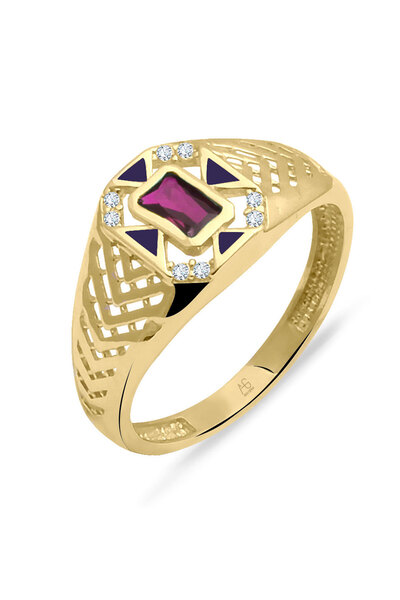 Aslı Gold Yakut Baget Taşlı Altın Serçe Parmak Yüzüğü (YZK0520)