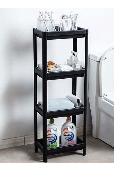 Generic dida-cosmos 4-Tier Vesken Shelving Unit Plastic Shelves Kitchen Bathroom Storage (36x23x100cm Black)