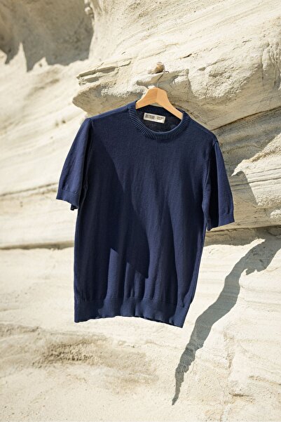 no7man Briss Navy Blue Crew Neck Knitwear Tshirt