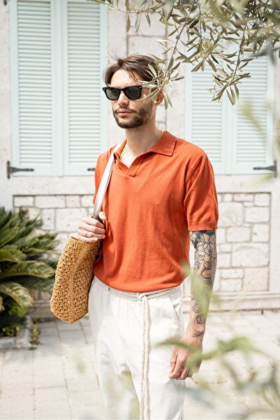 no7man Alten Peach Polo Neck Knitwear Tshirt