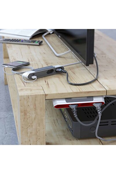Allocacoc Prelungitor, Powerbar de la Allocacoc, USB-C, 4 prize, 1,5 m, alb/gri