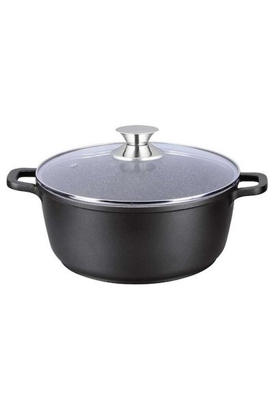 Swan Pot with Lid, Granite, 44 cm, 23.5 Liters, Black